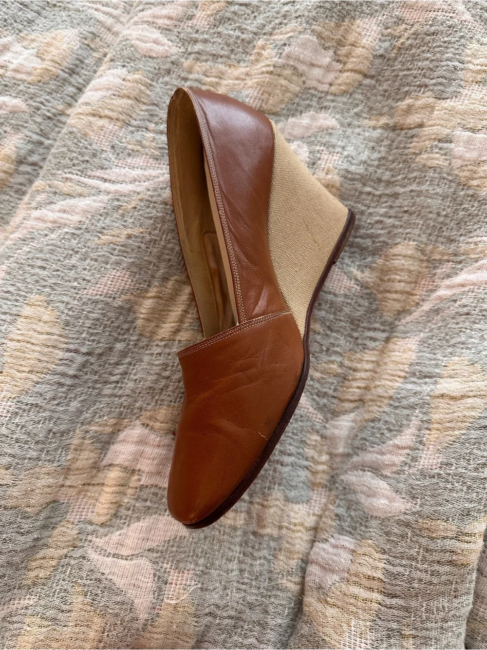 Vintage leather La Rose wedges 1950s size 9